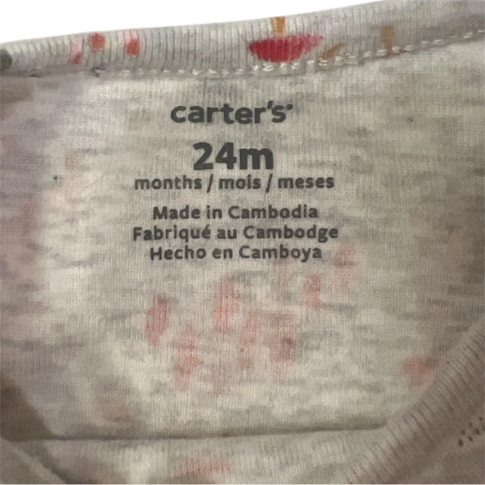 Carter’s Bodysuit 24M Long Sleeve Ruffle Fit Mushroom Print Naturecore